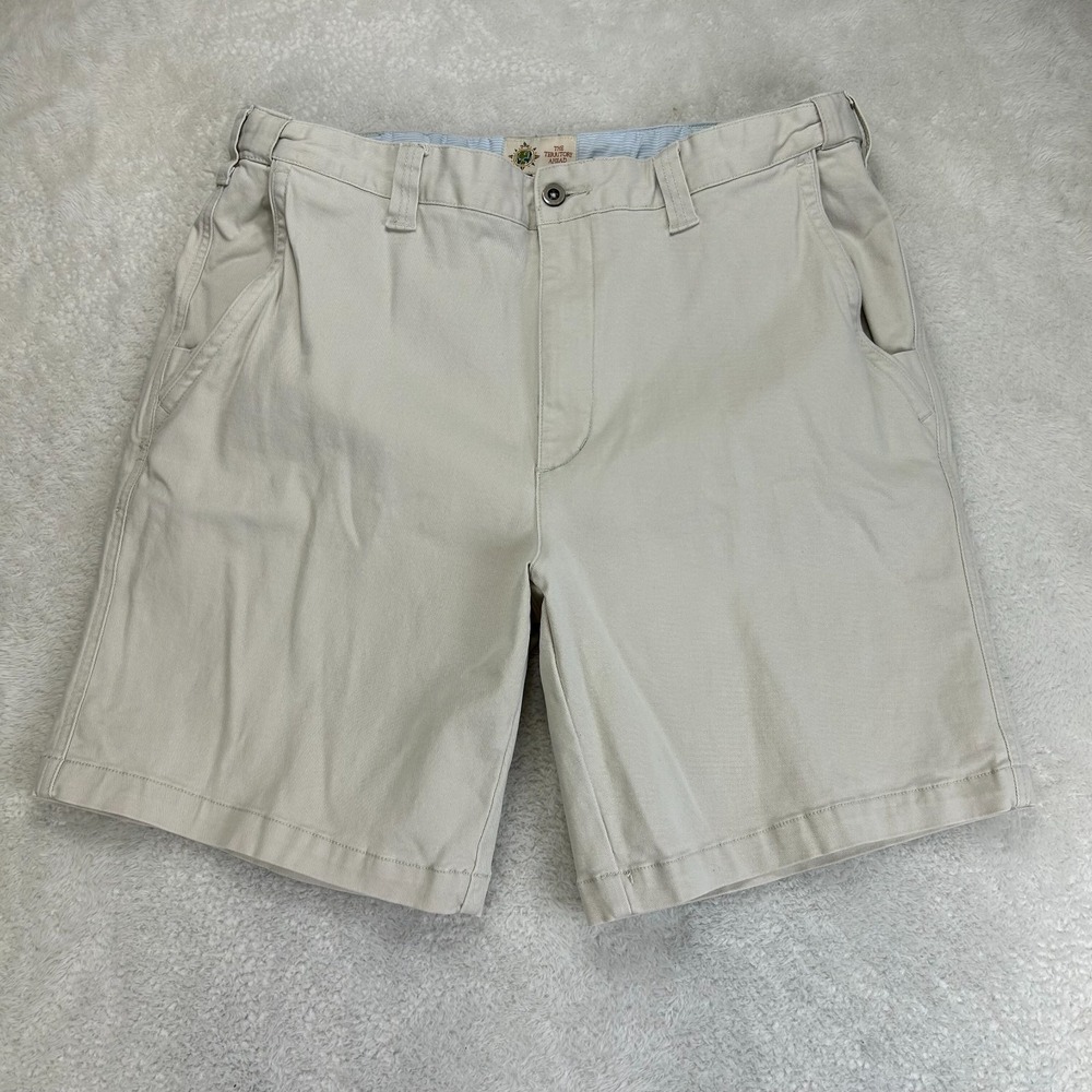The Territory Ahead T1289 Chino Shorts Mens 36 Beige Flat Front Classic Outdoor